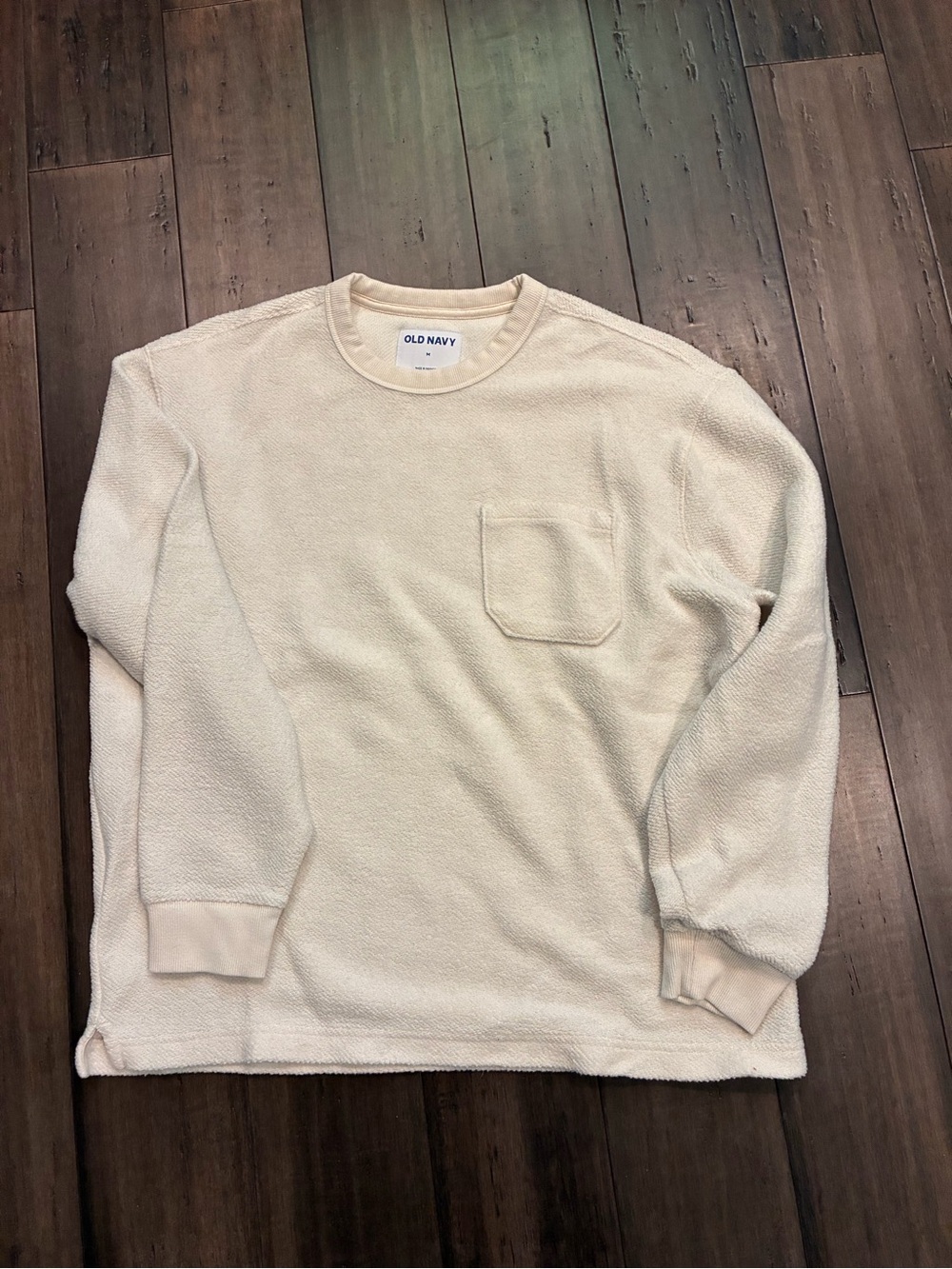 Old Navy Ivory Textured Sherpa Crewneck Pullover size M
